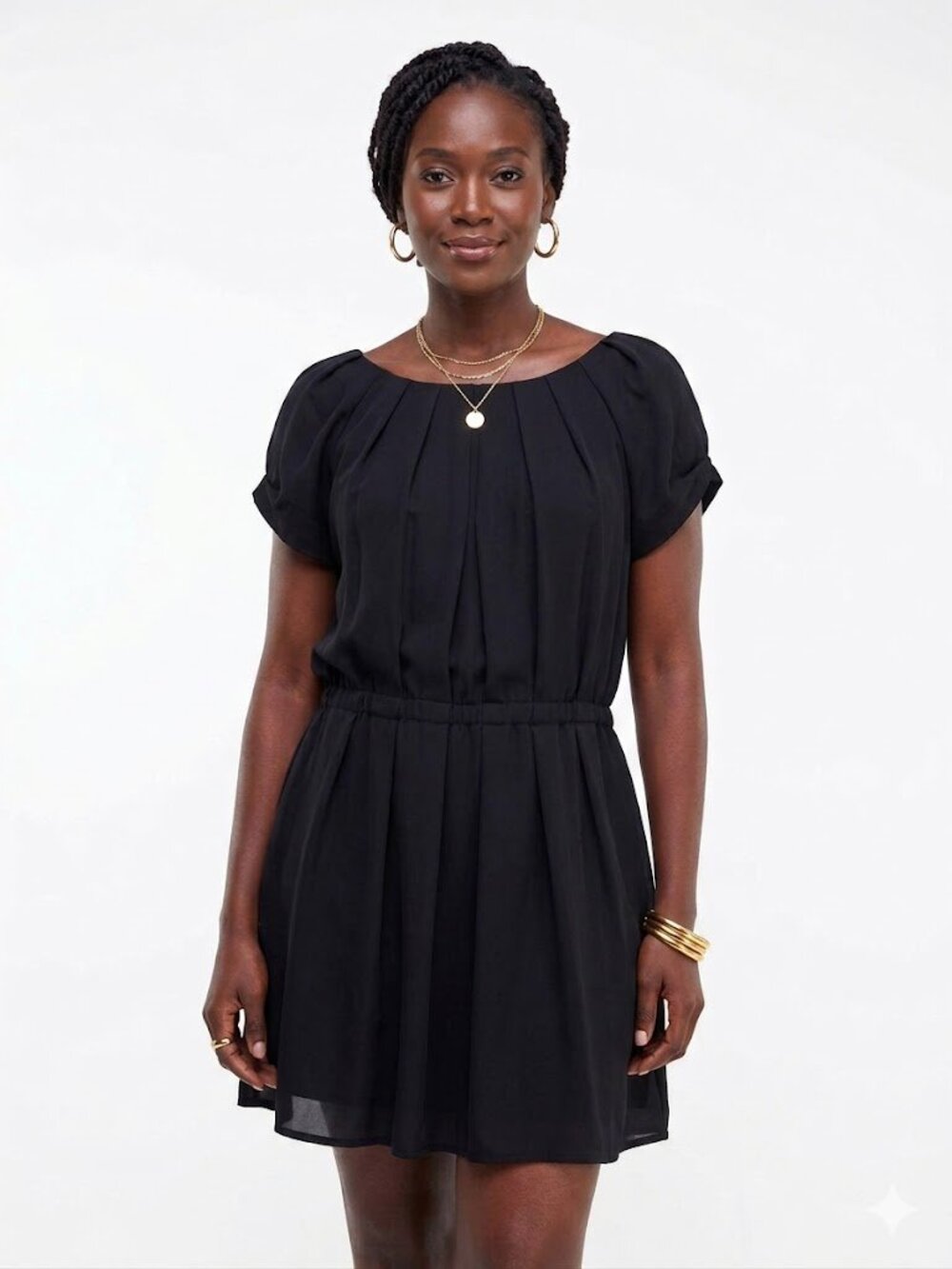 Comptoir Des Cotonniers Black Pleated Short Dress